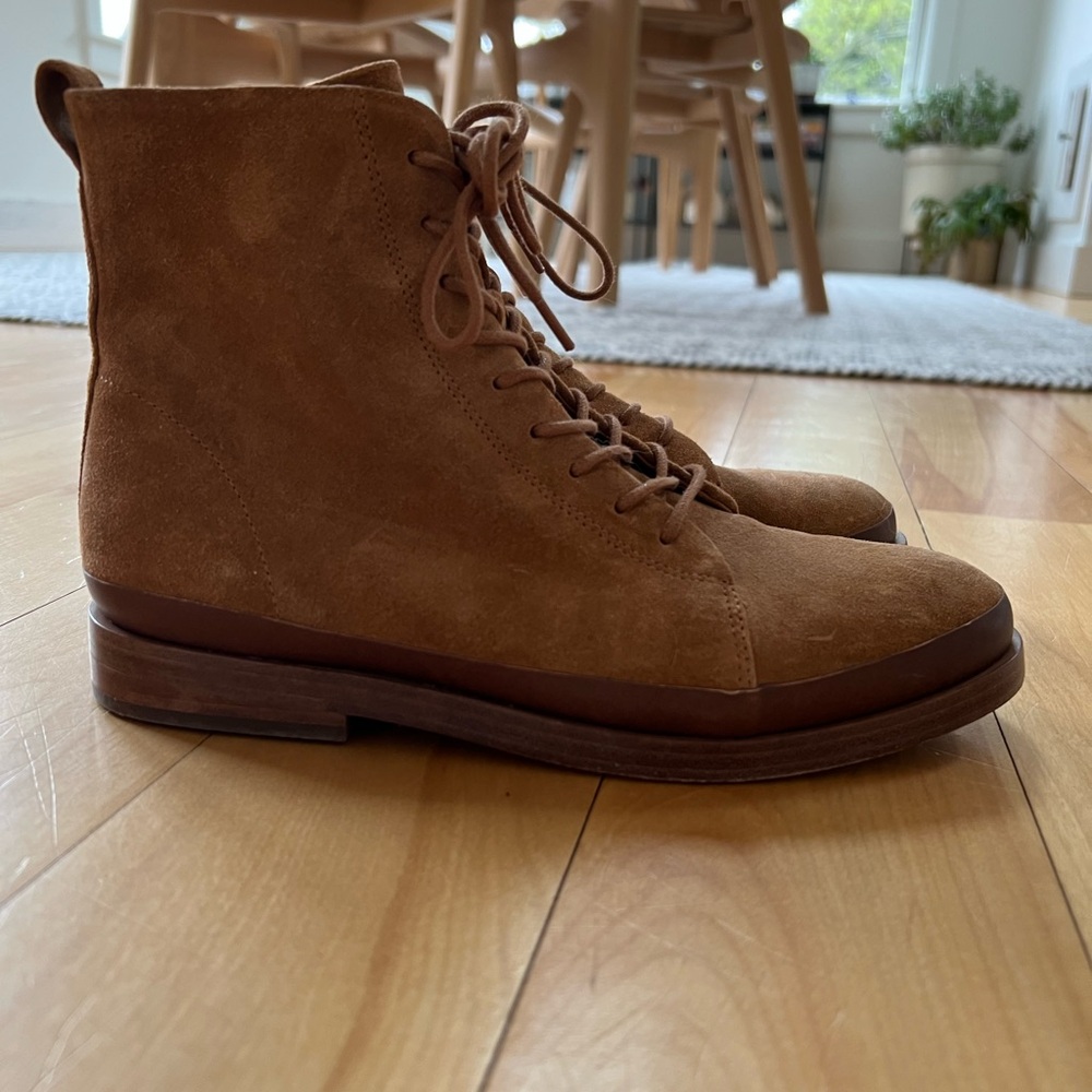 Vince Cabria Brown Suede Lace-Up Boots